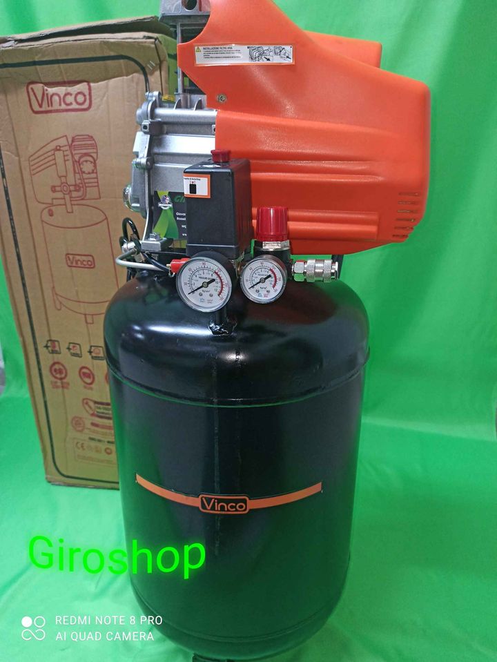 Compressore verticale 50 LT Vinco 60611 doppio manometro 8bar monofase 195 l/m.  - Giroshop